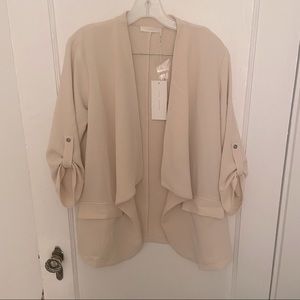 Lush roll tab crepe draped front button blazer